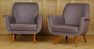 PAIR MID CENTURY MODERN UPHOLSTERED CHAIRS C.1950