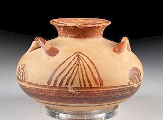 Mycenaean Pottery Pyxis w/ Three Handles