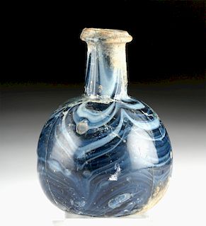 Rare Roman Marbled Glass Jar - Cobalt Blue