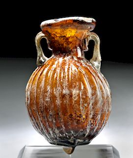 Small Choice Roman Sidonian Molded Glass Amphoriskos