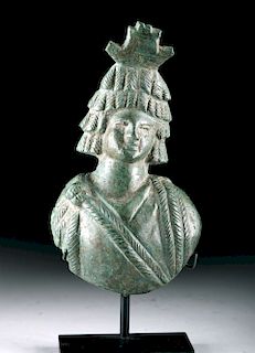 Roman Bronze Bust of Maenad / Youthful Female