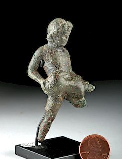 Roman Bronze Male Youth Carrying Wine Skin