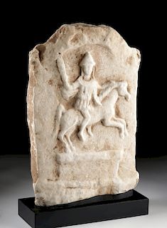 Thracian Limestone Equestrian Stela