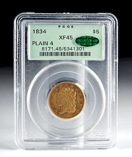 1834 USA $5 Gold Piece - Early Half Eagle