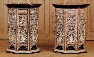 LARGE PAIR SYRIAN INLAID TABLES MOTHER OF PEARL