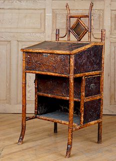 FRENCH LACQUERED BAMBOO LIFT LID DESK C.1880