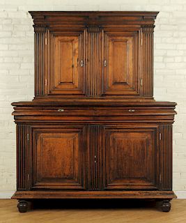 18TH CENT. TWO PIECE FRENCH WALNUT CABINET