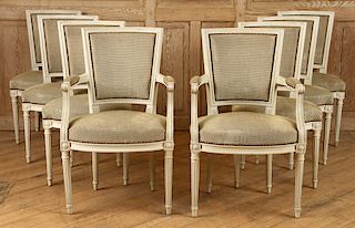 SET 8 FRENCH DINING CHAIRS LOUIS XVI STYLE C.1940