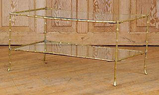 BRONZE GLASS FAUX BAMBOO COFFEE TABLE BY BAGUES
