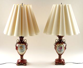 PAIR VINTAGE CHINESE ROCOCO STYLE TABLE LAMPS