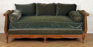 UPHOLSTERED FRENCH WALNUT DAY BED CIRCA 1930