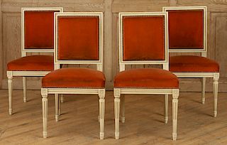 SET 4 FRENCH LOUIS XVI STYLE SIDE CHAIRS C.1940