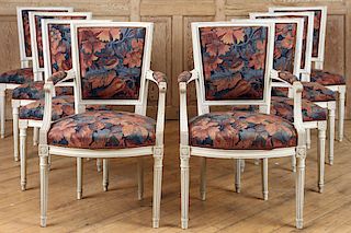 SET 6 PAINTED FRENCH SIDE CHAIRS & 2 ARM CHAIRS