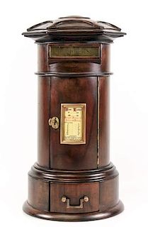 Miniature Mahogany Cased Table Top Letter Box