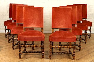 SET 8 UPHOLSTERED BACK DINING CHAIRS CIRCA 1920