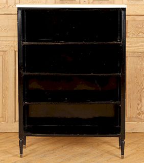 FRENCH DIRECTORIE STYLE EBONIZED BOOK CASE MARBLE