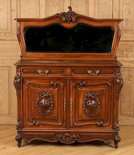 FRENCH CARVED WALNUT SERVER WITH MIRROR C.1900