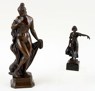 2PC LOT LATE 19TH C. BRONZE SCULPTURES OF WOMEN
