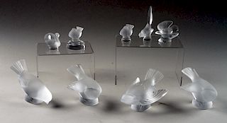 9PC. LOT OF LALIQUE CRYSTAL BIRD FIGURES