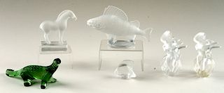 6PC. LOT OF LALIQUE CRYSTAL PERFUMES ANIMALS