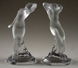 TWO PIECES LALIQUE CRYSTAL FEMALE FIGURES