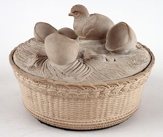19TH CENT. CANEWARE COVERED DISH BASKET FORM