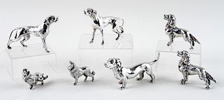 COLLECTION 7 STERLING DOG FIGURES 14.34 TROY OZ