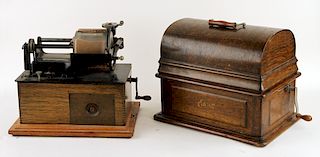 TWO THOMAS EDISON PHONOGRAPHS WITH SERIAL NUMBERS