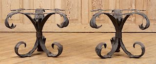 PAIR LEAF FORM IRON TABLE BASES OR GARDEN FIGURES