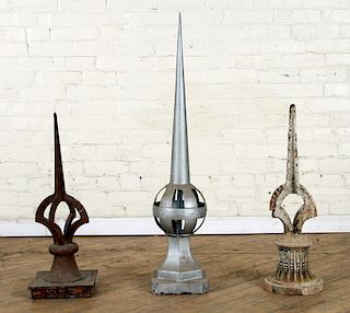 TWO IRON FINIALS AND ONE ZINC FINIAL CIRCA 1890