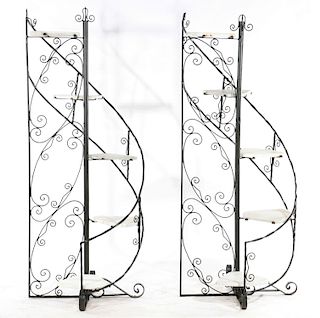PR WROUGHT IRON CIRCULAR STAIR FORM PLANT STANDS