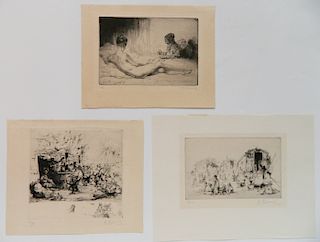 3 Auguste Brouet etchings