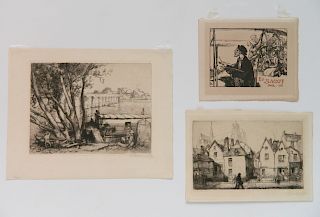 August Lepere- 2 etchings and 1 woodcut