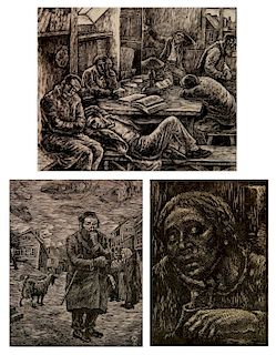 3 Albert Abramovitz woodcuts