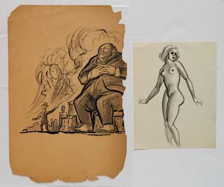 Peter Arno charcoal drawings
