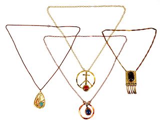 4 Rafael Alfandary Signed Modernist Necklaces