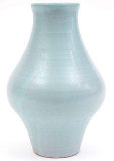 Large Blue Kjeld & Erica Deichmann Vase 9.5"