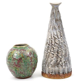 Grouping of 2 Tessa Kidick Pottery Vases