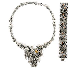 Robert Larin Brutalist Bib Necklace & Bracelet