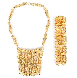Robert Larin Gold Plated Necklace & Bracelet