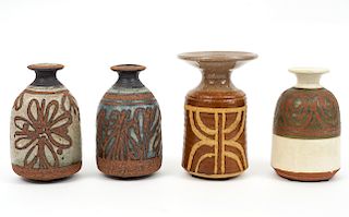 Four (4) Small Pottery Vases by Canadian Artists