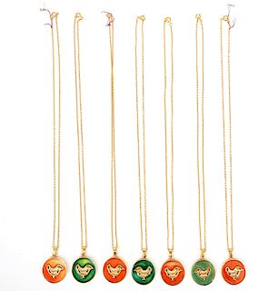 7 Bernard Chaudron Enamel Bird Necklaces