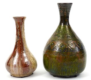 2 Ceramic Latvian Val David Vases