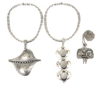 3 Silver-plate Guy Vidal Necklaces