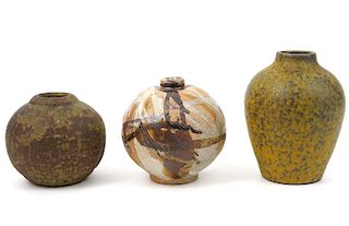 Grouping of 3 Ernst & Alma Lorenzen Pottery Vases