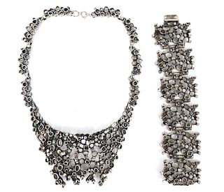 Large Robert Larin Brutalist Necklace & Bracelet