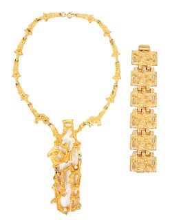 Robert Larin Gold Plated Bracelet & Necklace