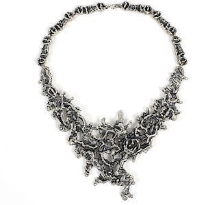 Guy Vidal Vintage Silver Bib Necklace