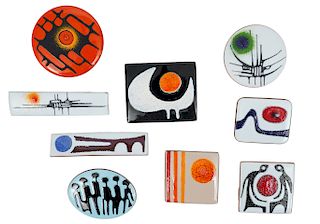 De Passille Eclectic Grouping of 9 Enameled Pins