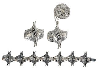 Guy Vidal Necklace, Bracelet & Pin Set